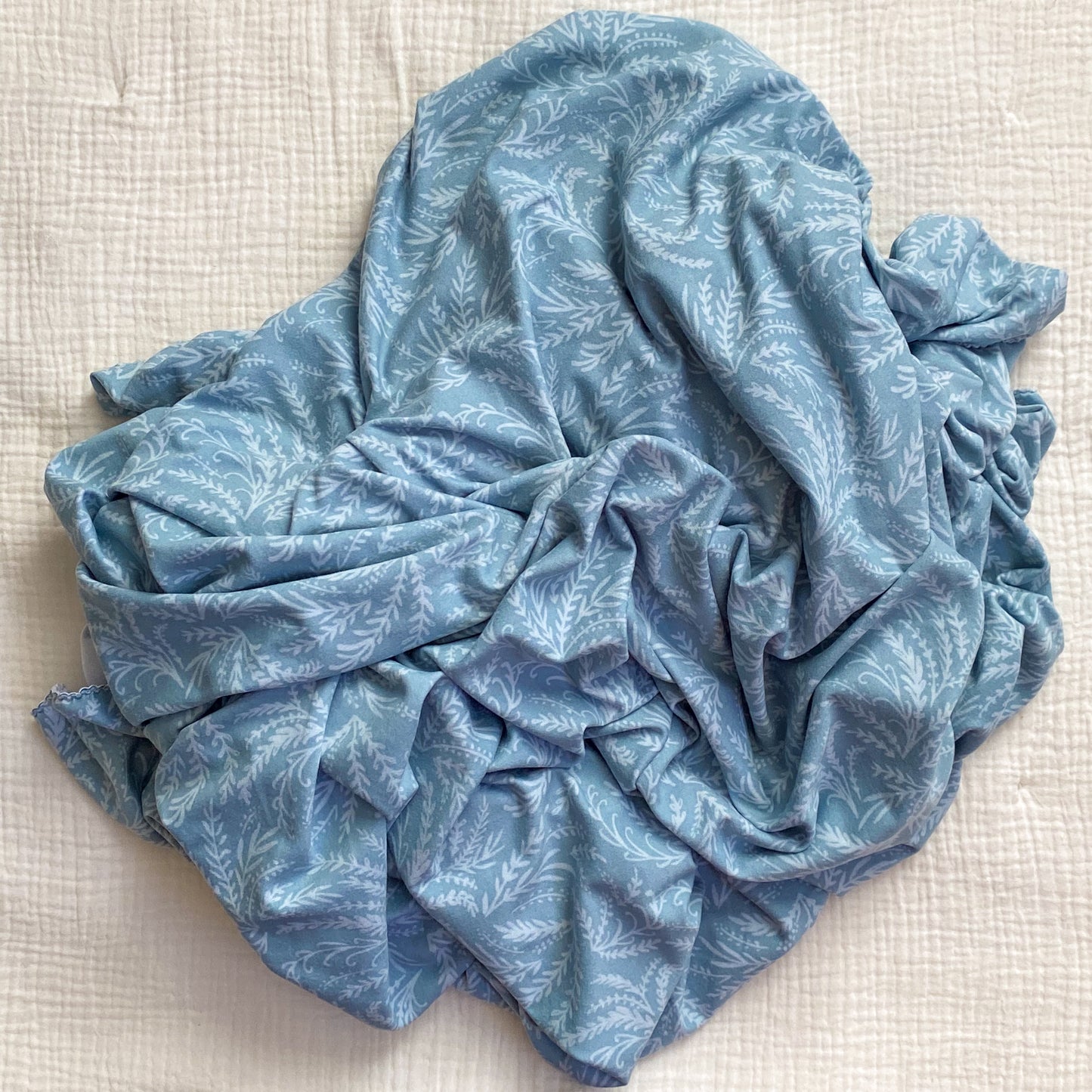 Extra Large Stretch Swaddle | Blue Leaves