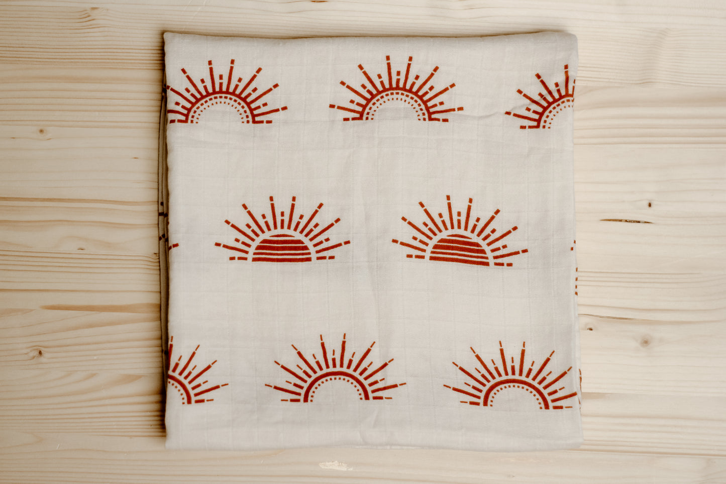 Bamboo Swaddle | Cream, Red Sun