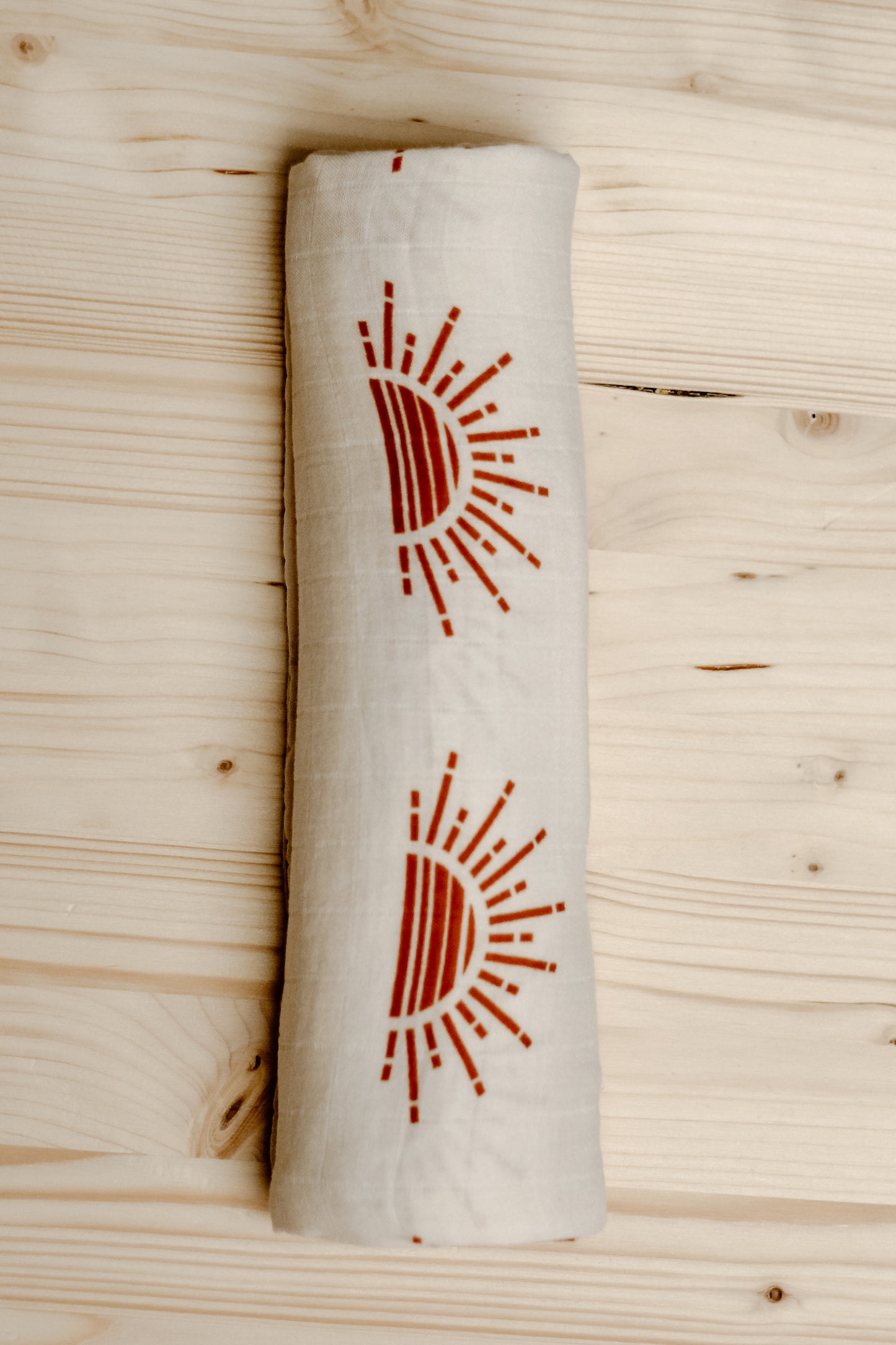 Bamboo Swaddle | Cream, Red Sun