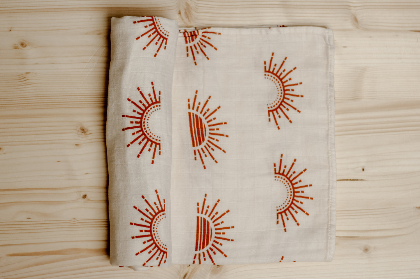 Bamboo Swaddle | Cream, Red Sun