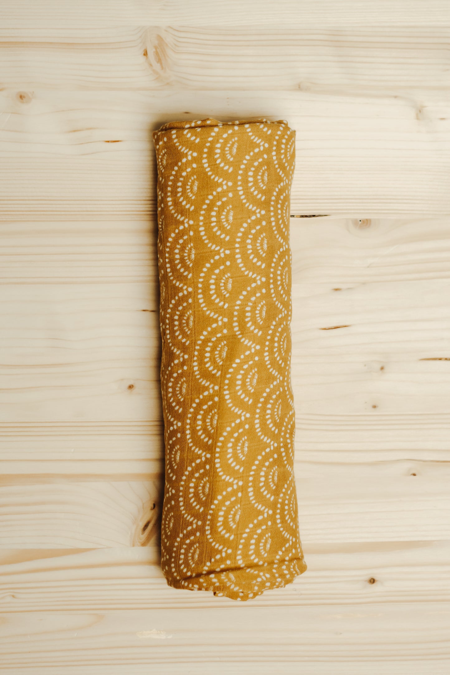 Bamboo Swaddle | Mustard, White Arch