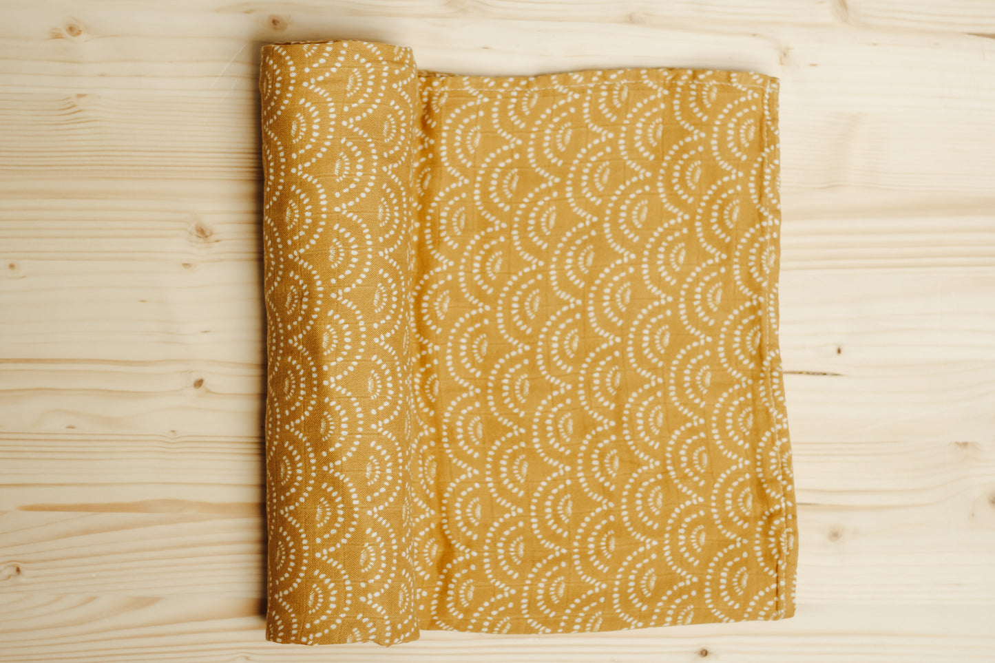 Bamboo Swaddle | Mustard, White Arch