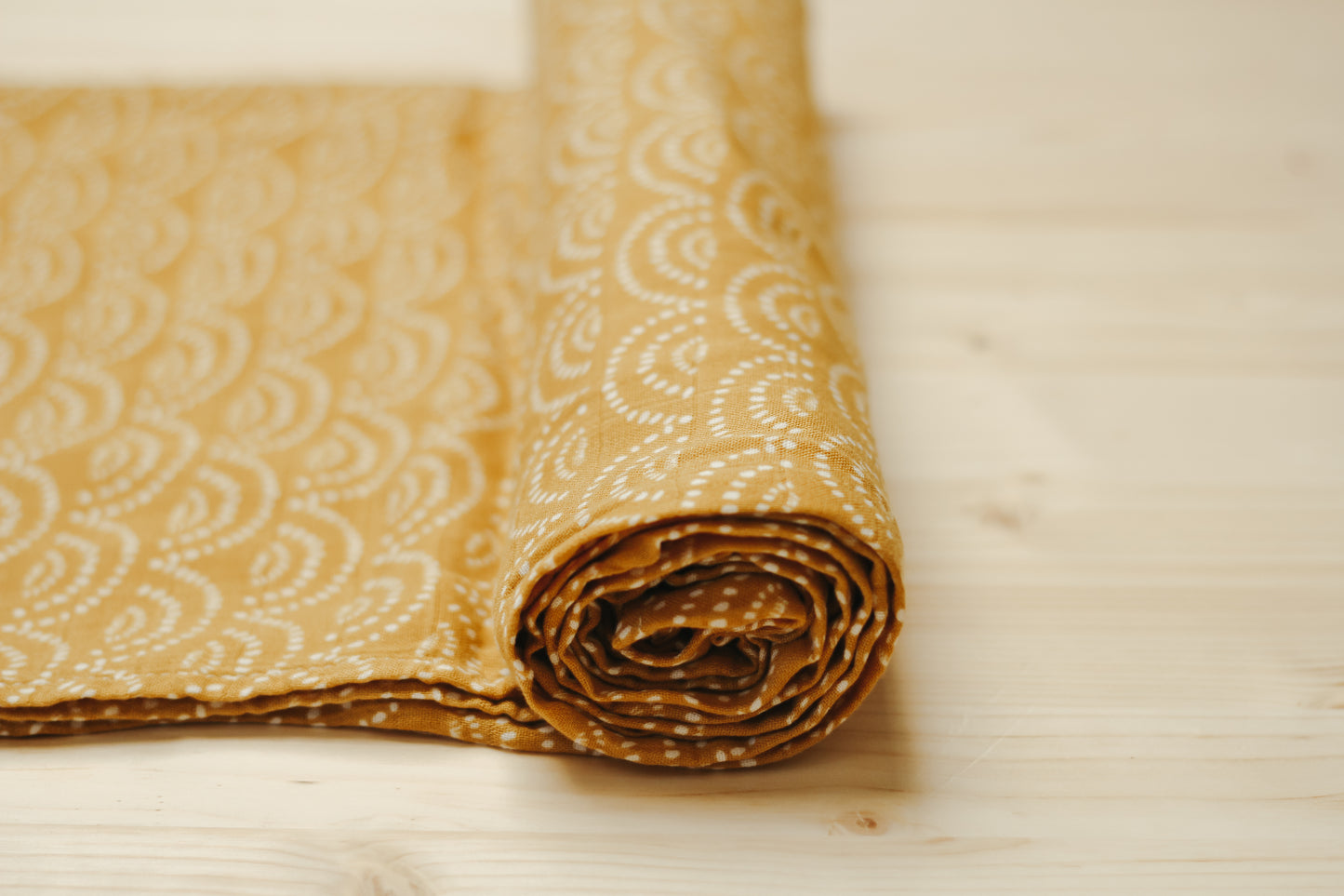 Bamboo Swaddle | Mustard, White Arch