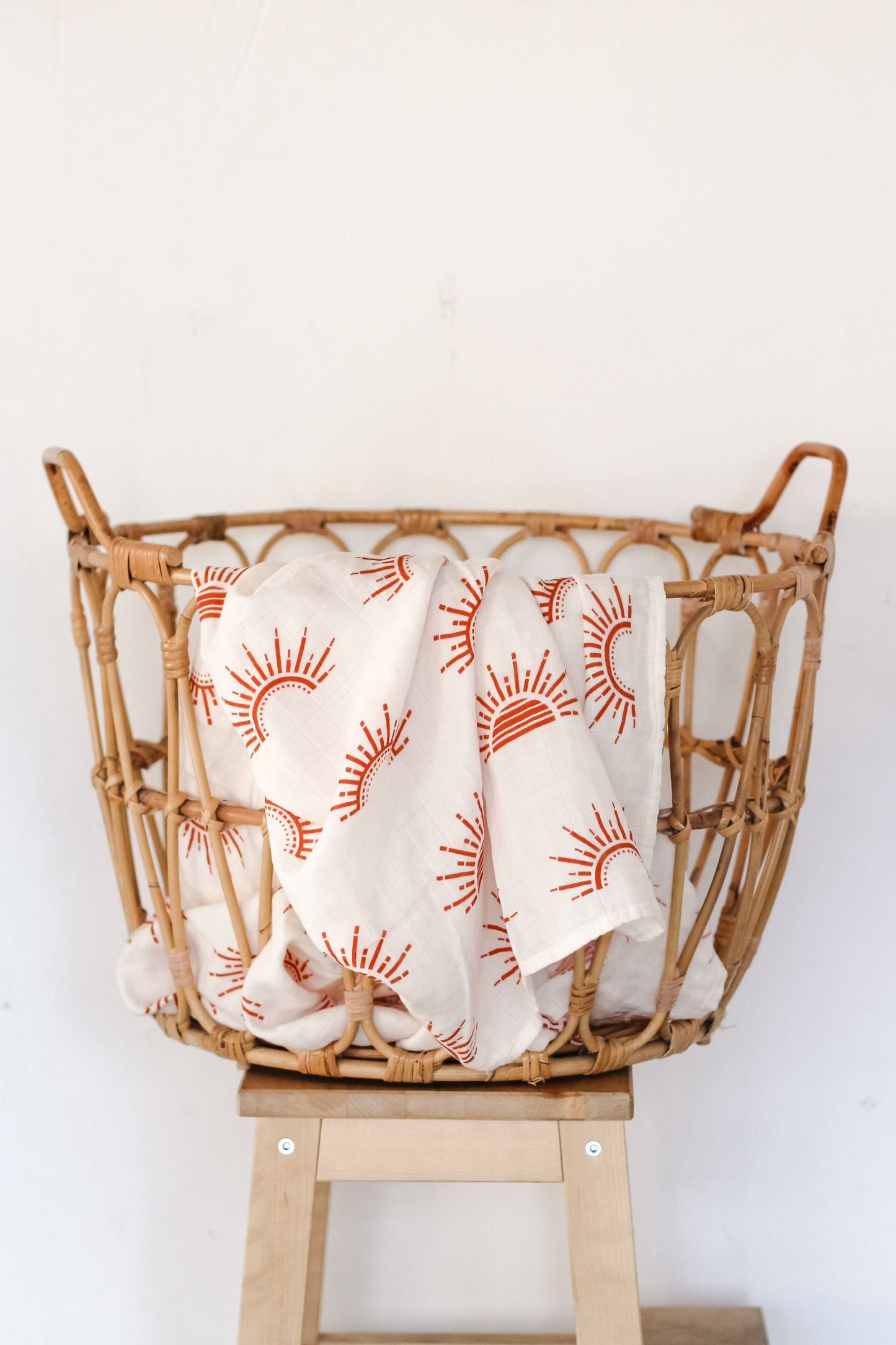 Bamboo Swaddle | Cream, Red Sun