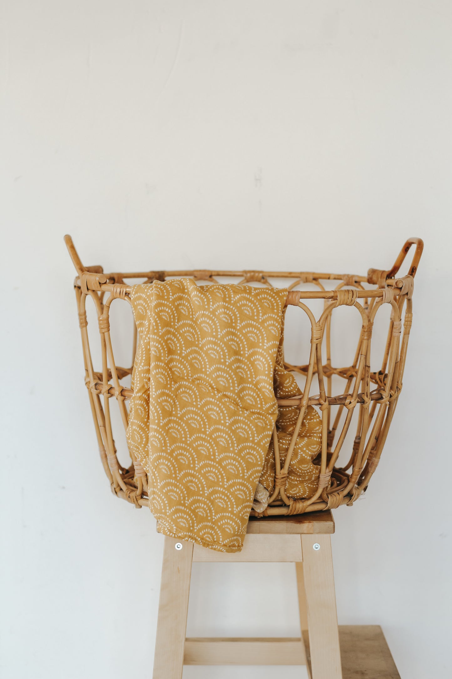 Bamboo Swaddle | Mustard, White Arch