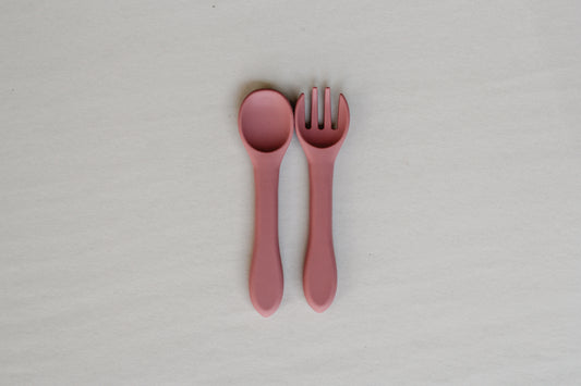 Silicone Spoon + Fork | Mauve