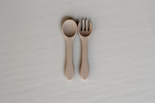 Silicone Spoon + Fork | Sand