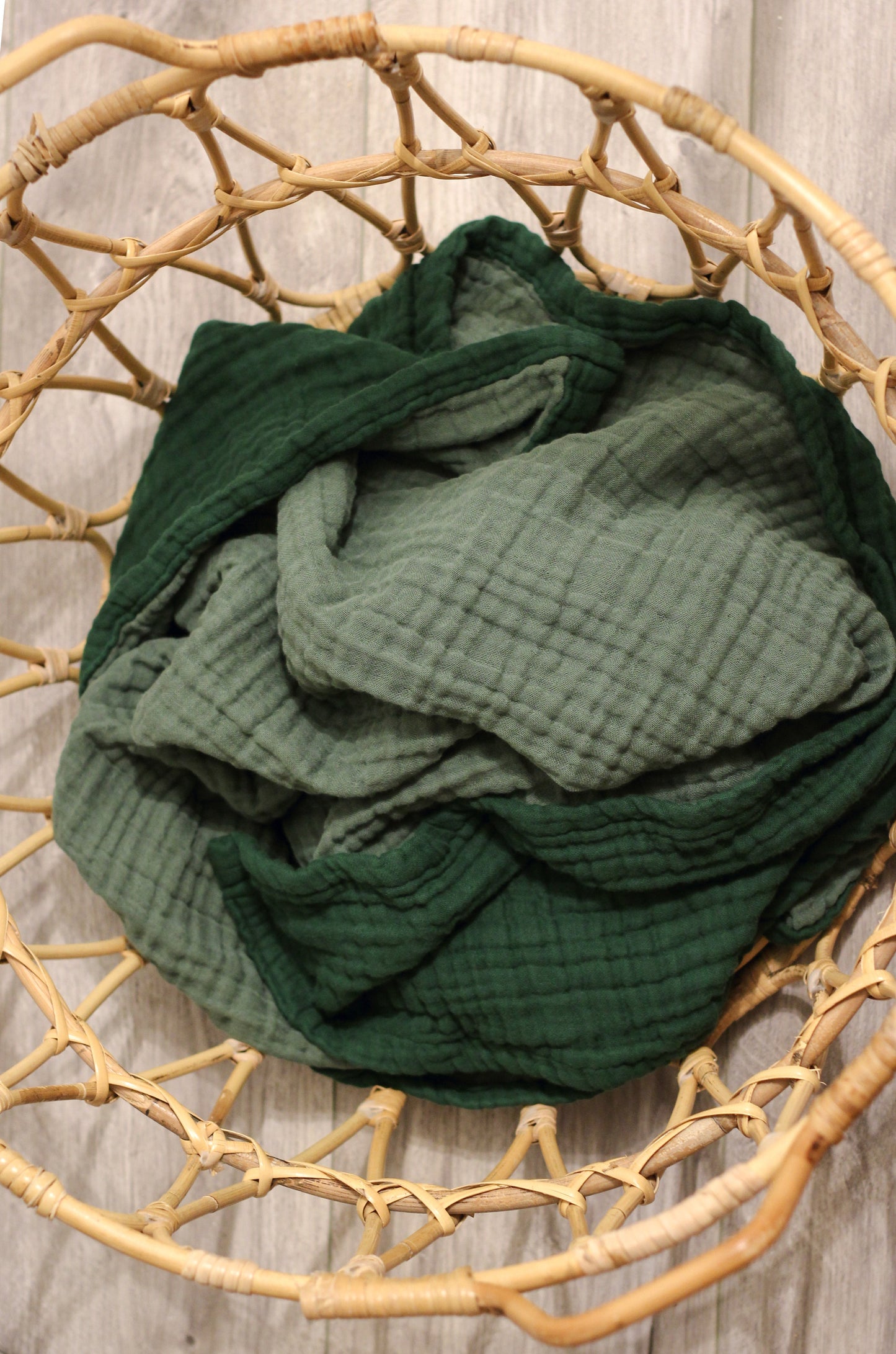 Small Muslin Blanket | Reversible Green